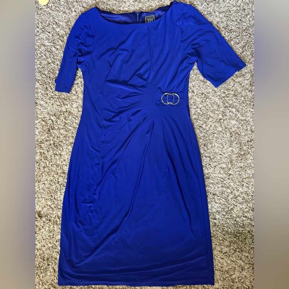 Jessica Howard Blue Asymmetrical Sheath Dress Cocktail